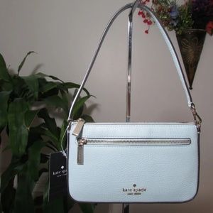 NWT Kate Spade Pebble Leather Leila Converti Wristlet Dewy Blue or Black K6088